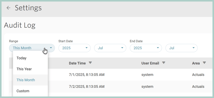 Audit Log Range 2