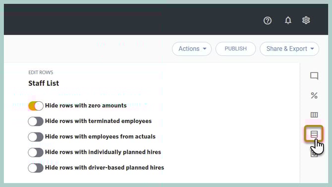 Edit Rows Staff List