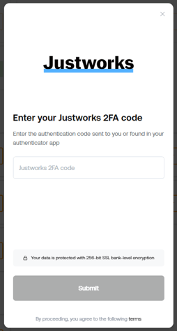 Justworks 2FA Code SS