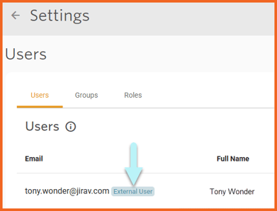 Settings - Users - External User